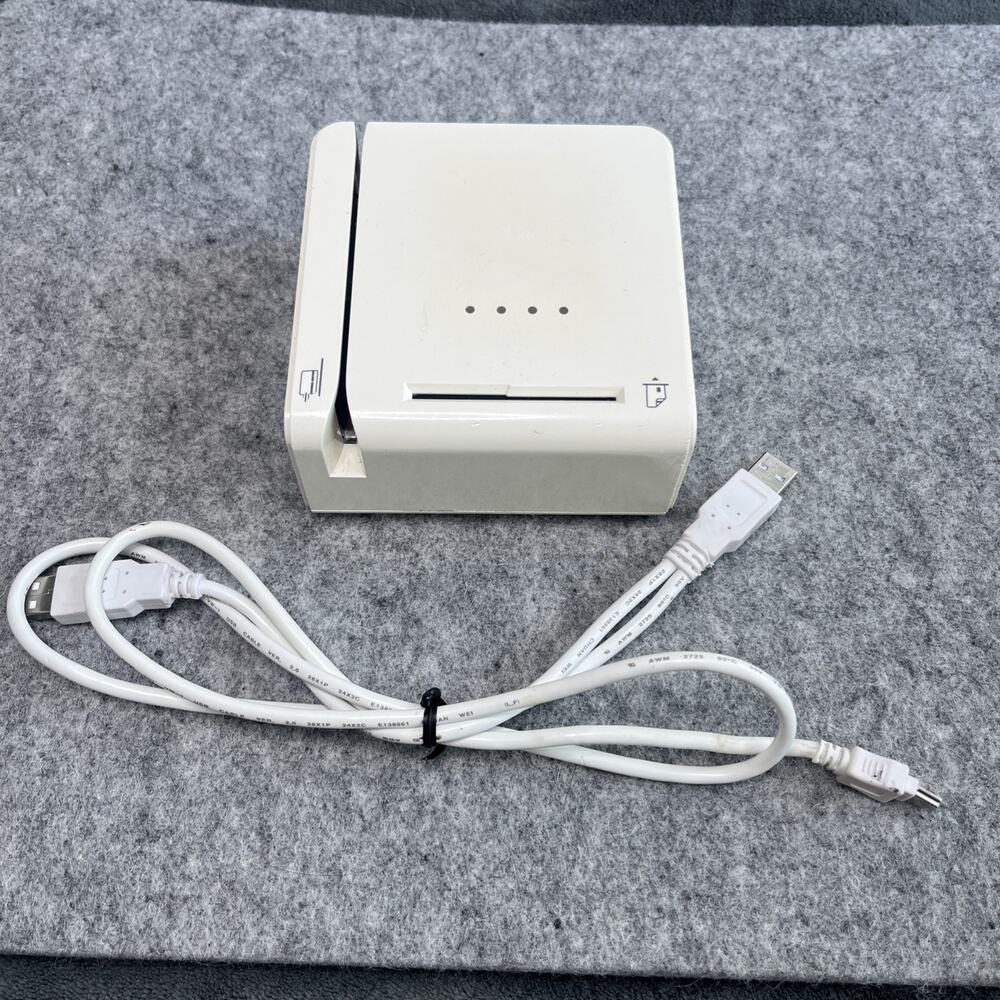 Cake POS Card Payment Reader Tap Swipe Insert White w/ Dual USB Power Cable Cord